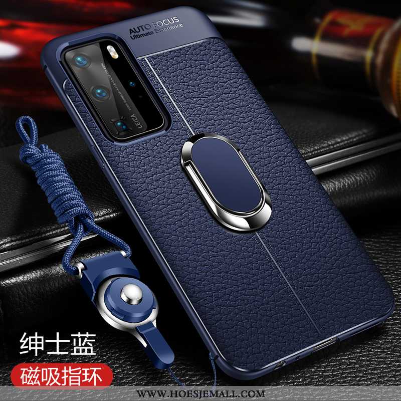 Hoes Huawei P40 Zacht Bescherming Mobiele Telefoon Blauw Hoesje Anti-fall Hanger Blauwe