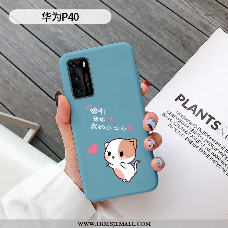 Hoes Huawei P40 Scheppend Spotprent Hoesje Blauw Mobiele Telefoon Siliconen Bescherming Blauwe