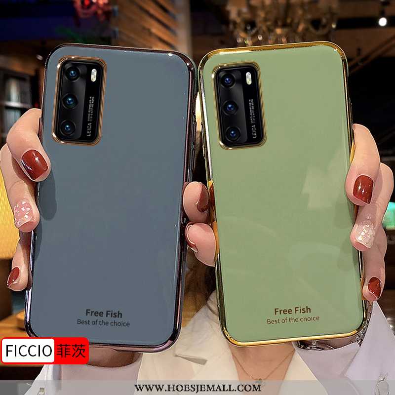 Hoesje Huawei P40 Trend Zacht Luxe Groen Anti-fall Mobiele Telefoon Eenvoudige Grijs