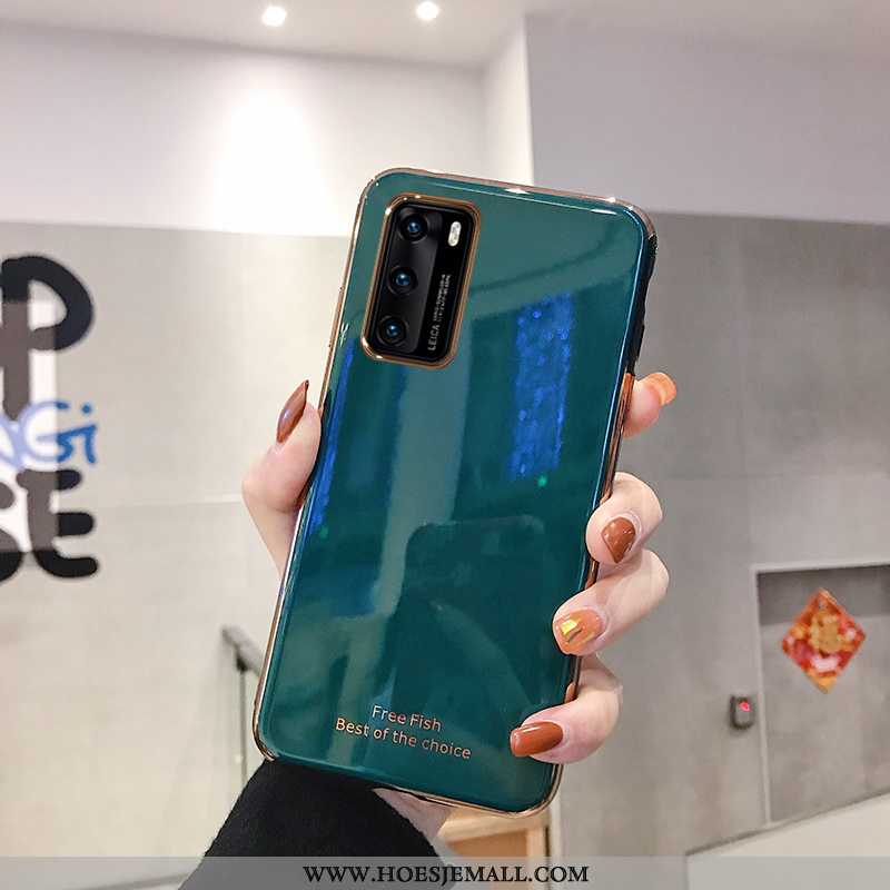 Hoesje Huawei P40 Trend Zacht Luxe Groen Anti-fall Mobiele Telefoon Eenvoudige Grijs