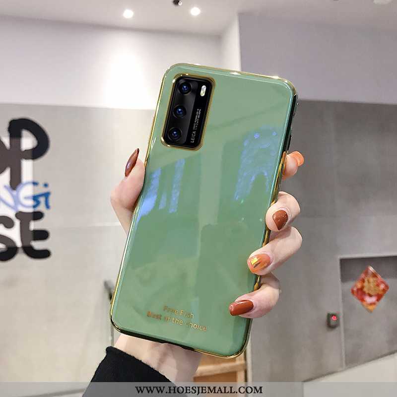 Hoesje Huawei P40 Trend Zacht Luxe Groen Anti-fall Mobiele Telefoon Eenvoudige Grijs