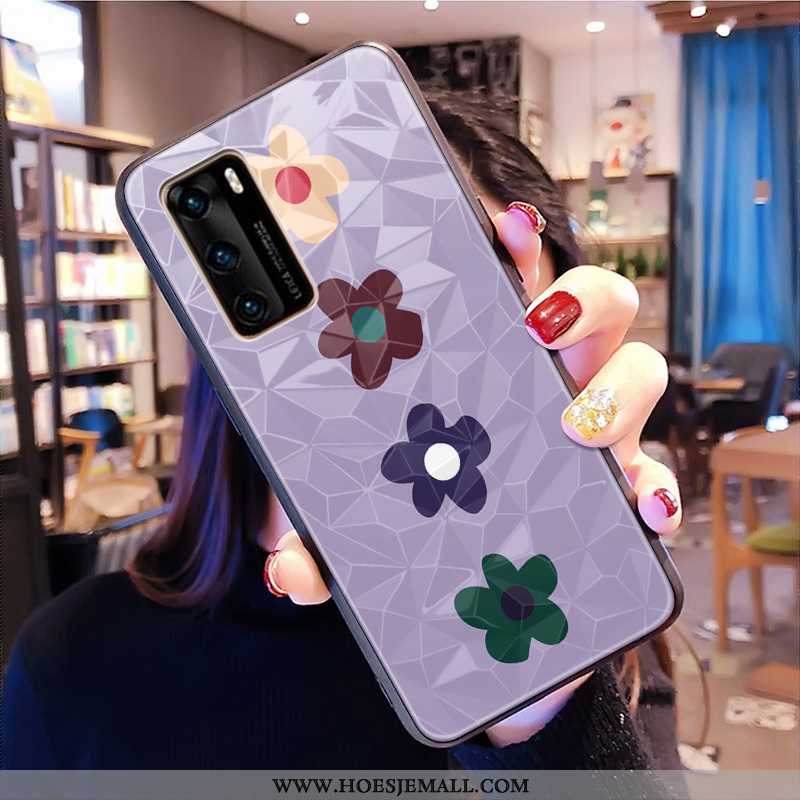 Hoes Huawei P40 Patroon Groen Bloemen Ruit Hoesje Mobiele Telefoon