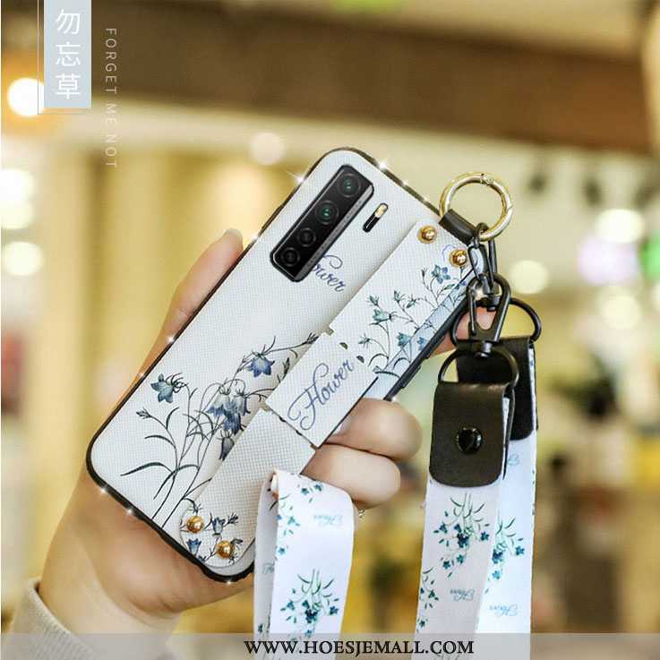 Hoes Huawei P40 Lite 5g Hanger Opknoping Nek Leren Hoesje Bescherming Strass Mobiele Telefoon Roos