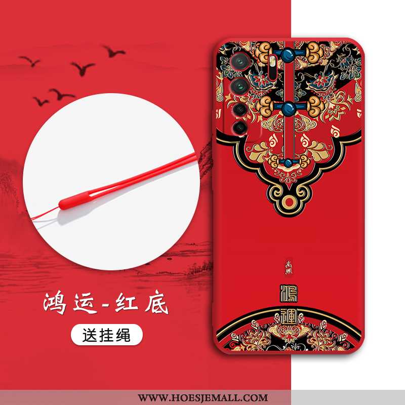 Hoes Huawei P40 Lite 5g Zacht Bescherming Wind Mobiele Telefoon Anti-fall Chinese Stijl Rood Zwarte