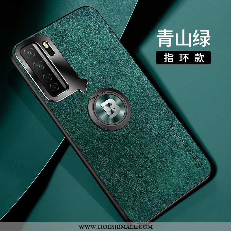 Hoes Huawei P40 Lite 5g Zacht Siliconen Hoesje Metaal Anti-fall All Inclusive Leer Groen