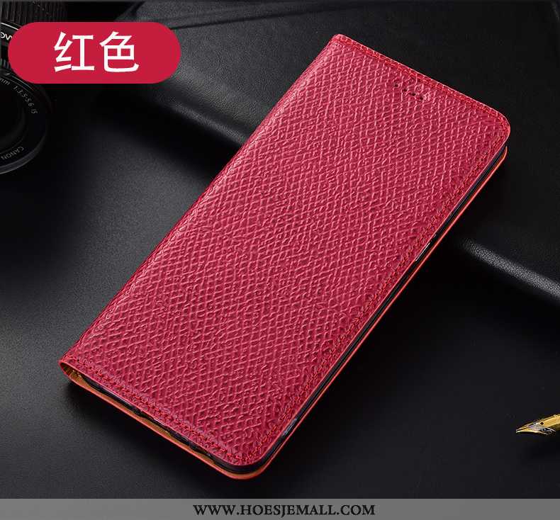 Hoes Huawei P40 Lite 5g Patroon Bescherming Folio Leren Hoesje Anti-fall Mesh Rood