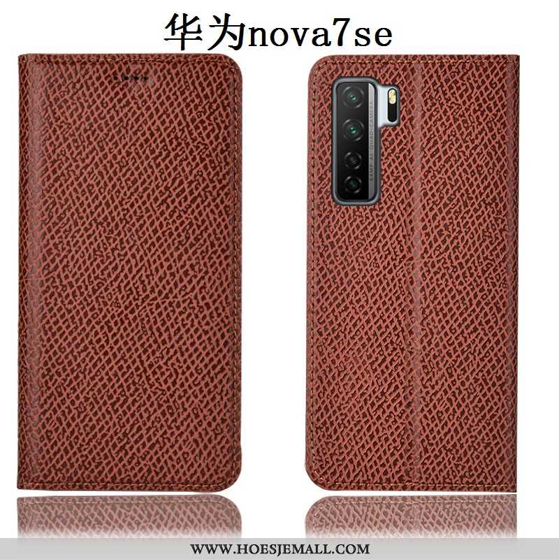 Hoes Huawei P40 Lite 5g Patroon Bescherming Folio Leren Hoesje Anti-fall Mesh Rood