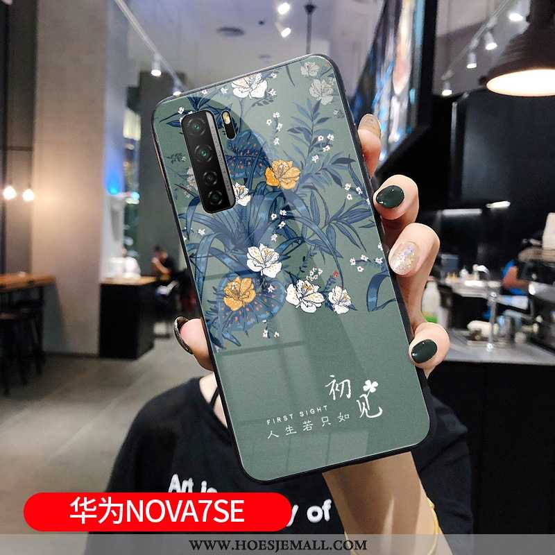 Hoesje Huawei P40 Lite 5g Bescherming Glas Eenvoudige Siliconen All Inclusive Mobiele Telefoon Groen
