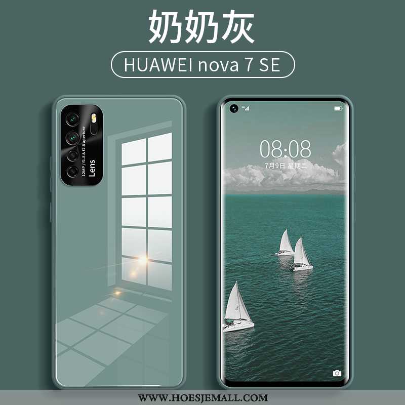 Hoes Huawei P40 Lite 5g Siliconen Bescherming Spiegel All Inclusive Roze Glas Mobiele Telefoon Groen