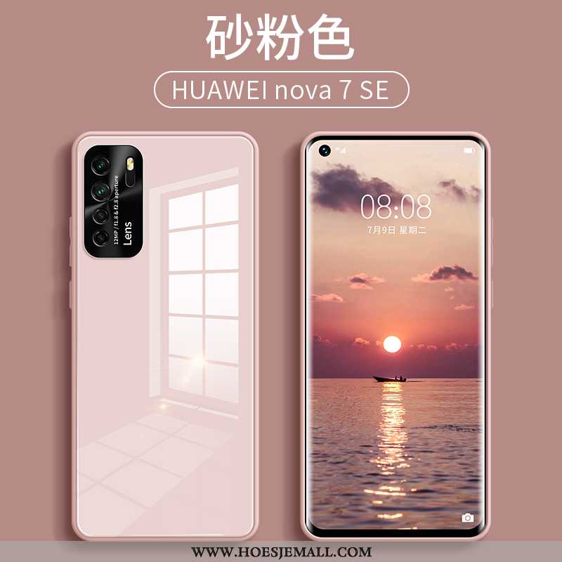 Hoes Huawei P40 Lite 5g Siliconen Bescherming Spiegel All Inclusive Roze Glas Mobiele Telefoon Groen