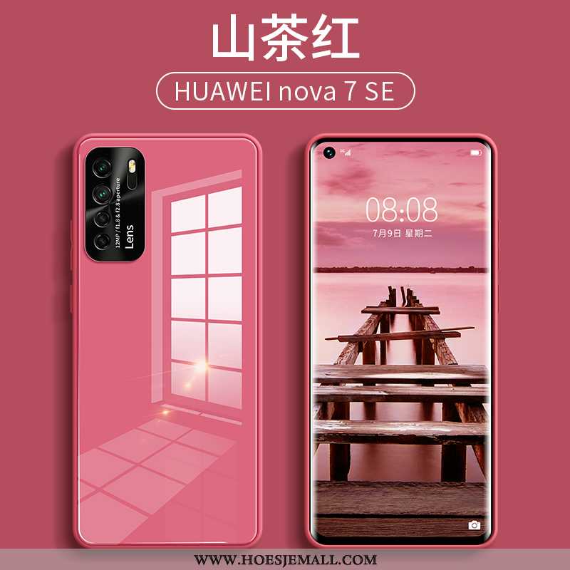 Hoes Huawei P40 Lite 5g Siliconen Bescherming Spiegel All Inclusive Roze Glas Mobiele Telefoon Groen