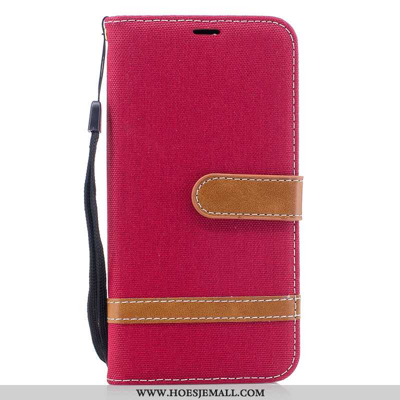 Hoesje Huawei P40 Lite E Portemonnee Bescherming Mobiele Telefoon Denim Leren Folio Rood