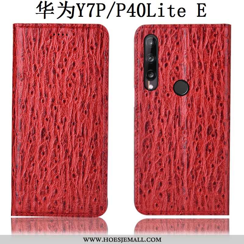 Hoes Huawei P40 Lite E Patroon Bescherming Mobiele Telefoon Folio Leren Hoesje Vogel Rood