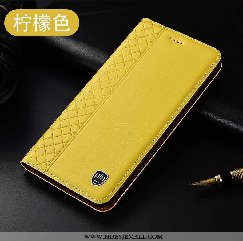 Hoes Huawei P40 Lite E Leren Hoesje Bescherming Folio Anti-fall Geruite Mobiele Telefoon Geel