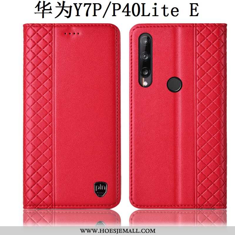 Hoes Huawei P40 Lite E Leren Hoesje Bescherming Folio Anti-fall Geruite Mobiele Telefoon Geel