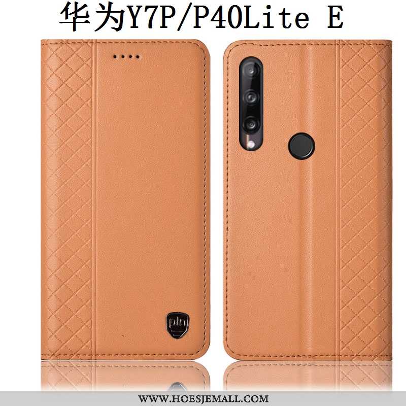 Hoes Huawei P40 Lite E Leren Hoesje Bescherming Folio Anti-fall Geruite Mobiele Telefoon Geel