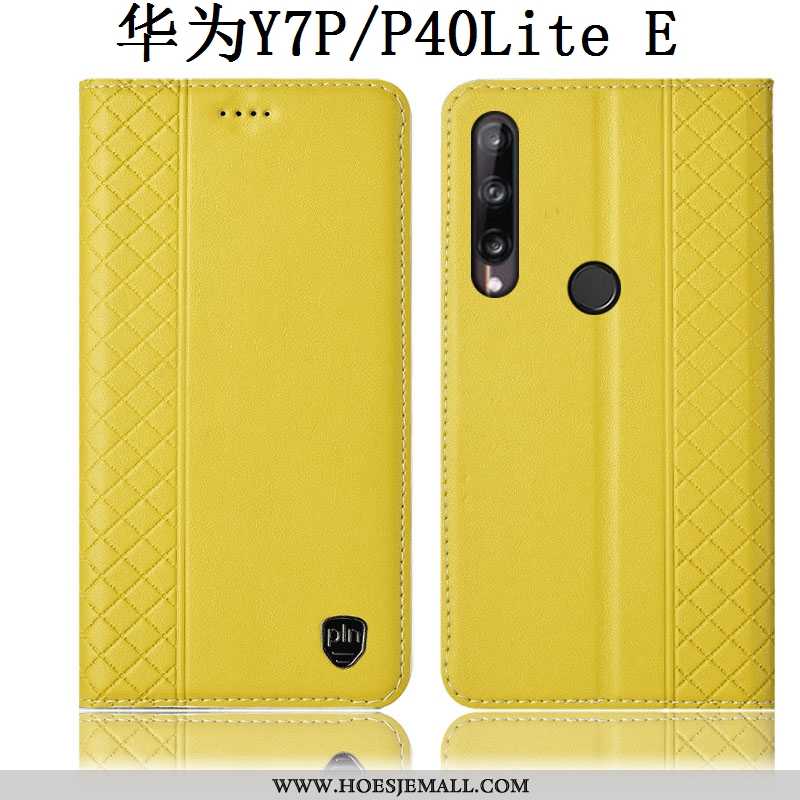 Hoes Huawei P40 Lite E Leren Hoesje Bescherming Folio Anti-fall Geruite Mobiele Telefoon Geel