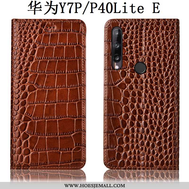 Hoesje Huawei P40 Lite E Patroon Bescherming Folio Leren Hoes Mobiele Telefoon Krokodil Bruine