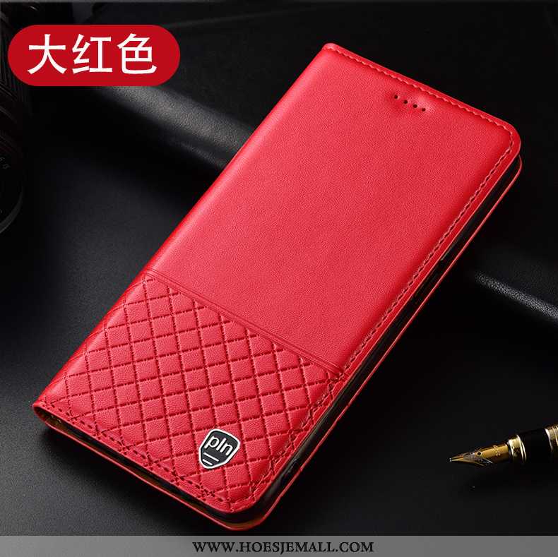 Hoesje Huawei P40 Lite E Leren Bescherming Anti-fall Folio Geruite Mobiele Telefoon Rood