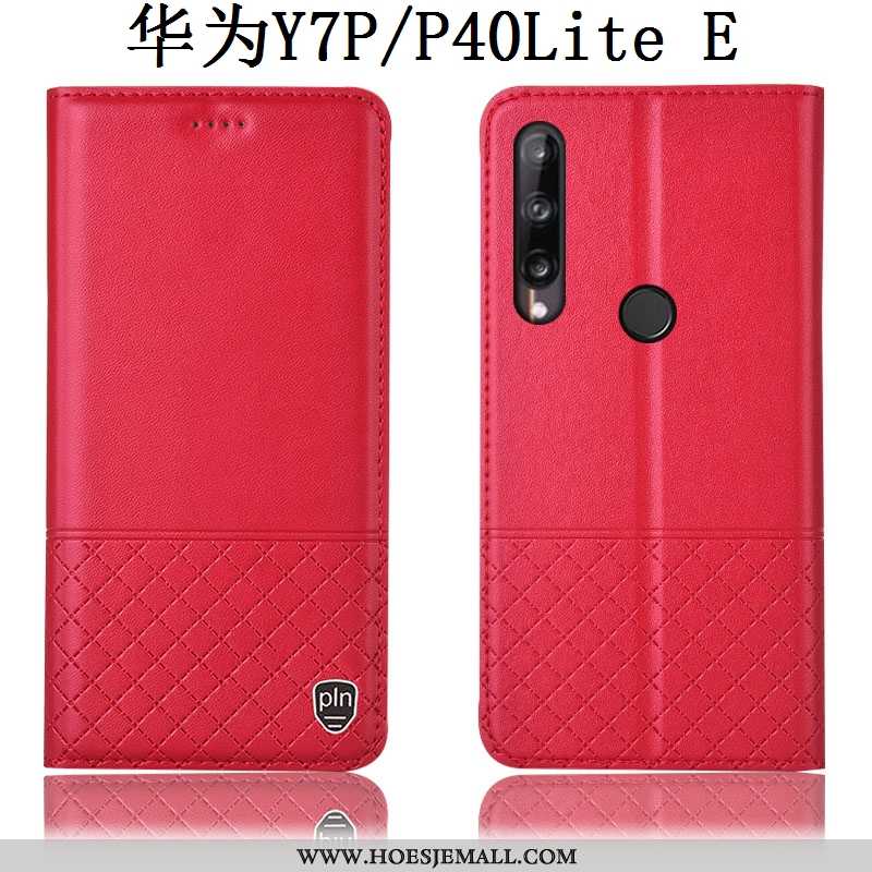 Hoesje Huawei P40 Lite E Leren Bescherming Anti-fall Folio Geruite Mobiele Telefoon Rood