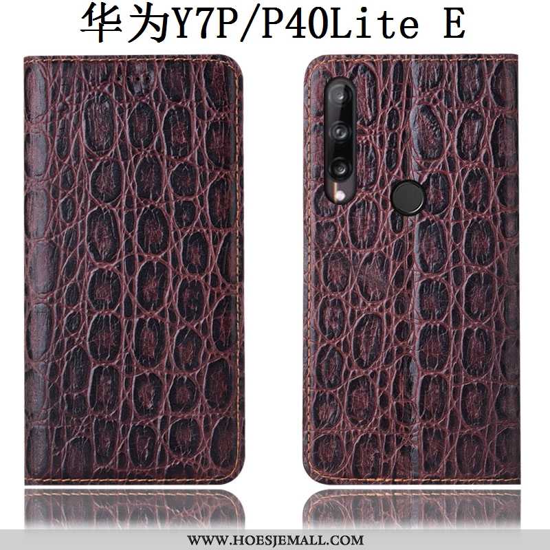 Hoes Huawei P40 Lite E Bescherming Leren Hoesje Mobiele Telefoon Wijnrood Anti-fall Patroon Bordeaux