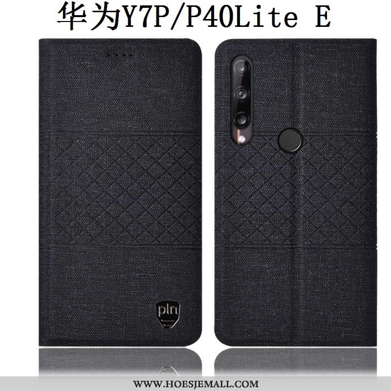 Hoes Huawei P40 Lite E Katoen En Linnen Leren Hoesje Mobiele Telefoon Geruite Bescherming All Inclus