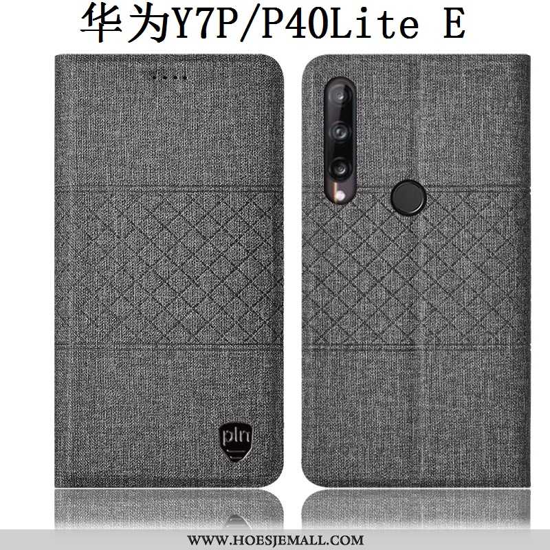 Hoes Huawei P40 Lite E Katoen En Linnen Leren Hoesje Mobiele Telefoon Geruite Bescherming All Inclus