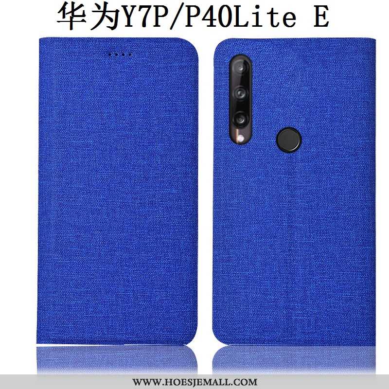 Hoesje Huawei P40 Lite E Bescherming Katoen En Linnen Anti-fall Mobiele Telefoon Donkerblauw Leren F