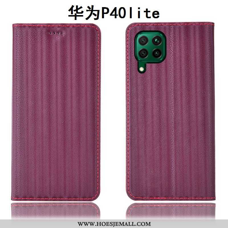 Hoes Huawei P40 Lite Bescherming Leren Hoesje Folio Mobiele Telefoon All Inclusive Wijnrood Bordeaux