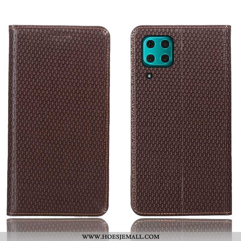 Hoesje Huawei P40 Lite Bescherming Leren Hoes Mobiele Telefoon Folio Patroon Bruin