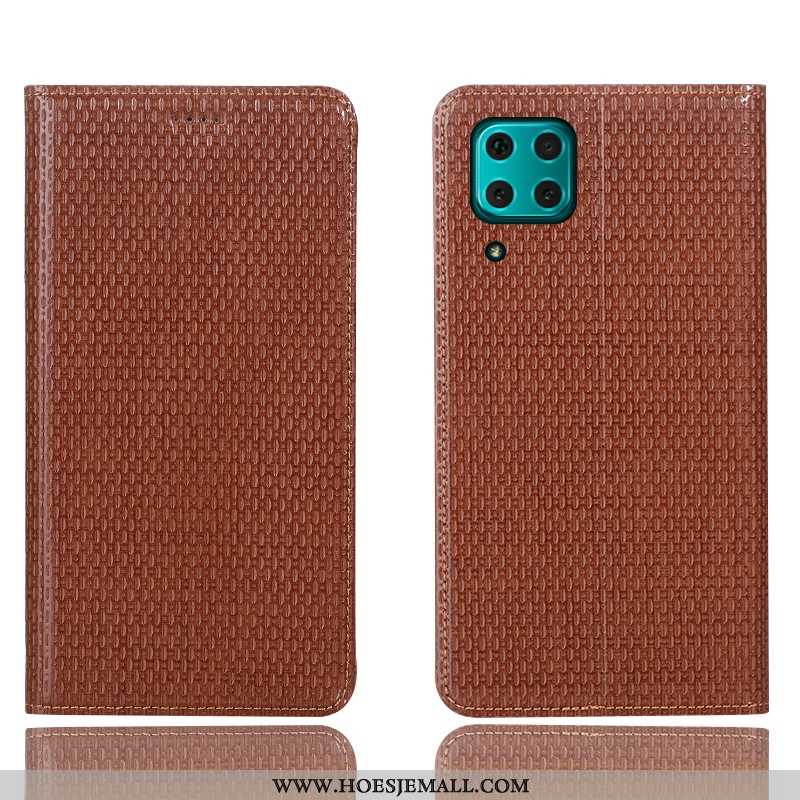 Hoesje Huawei P40 Lite Bescherming Leren Hoes Mobiele Telefoon Folio Patroon Bruin