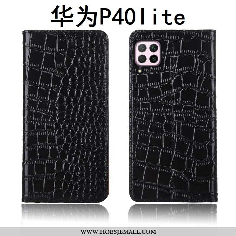 Hoesje Huawei P40 Lite Patroon Zacht Anti-fall Clamshell Echt Leer Mobiele Telefoon Bruin