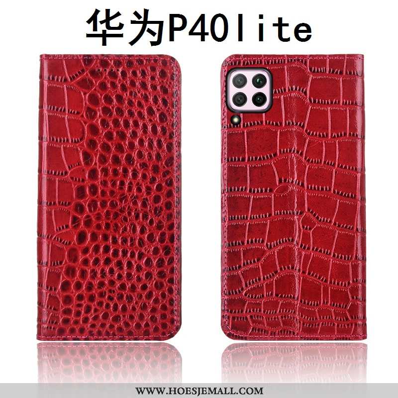 Hoesje Huawei P40 Lite Patroon Zacht Anti-fall Clamshell Echt Leer Mobiele Telefoon Bruin