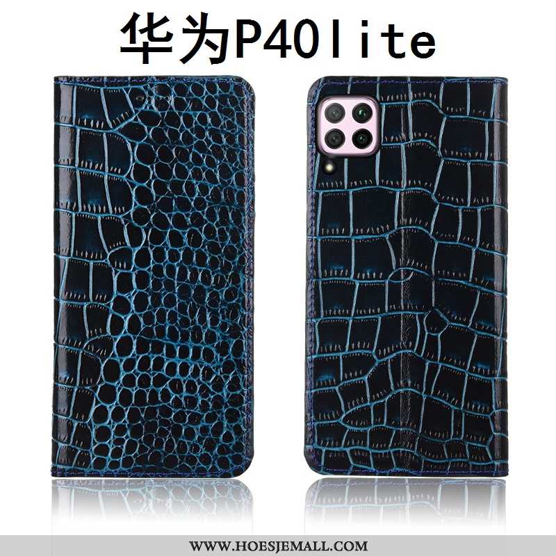 Hoesje Huawei P40 Lite Patroon Zacht Anti-fall Clamshell Echt Leer Mobiele Telefoon Bruin