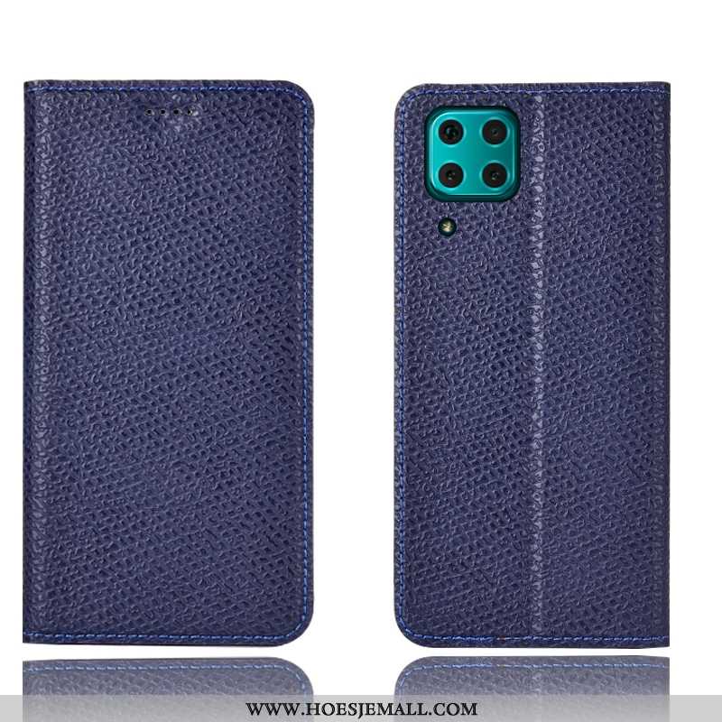 Hoesje Huawei P40 Lite Leren Patroon Folio Anti-fall Hoes Mobiele Telefoon Mesh Rood