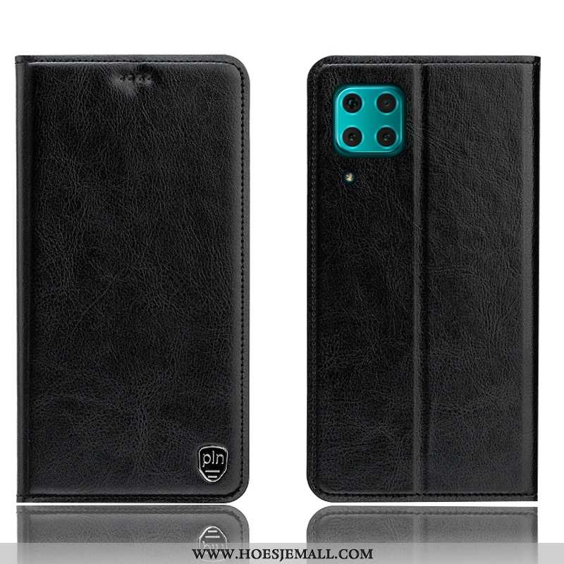 Hoes Huawei P40 Lite Leren Hoesje Patroon Mobiele Telefoon Folio Bescherming Donkerblauwe