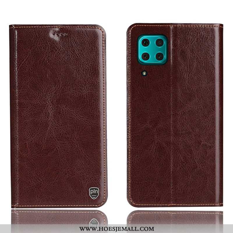 Hoes Huawei P40 Lite Leren Hoesje Patroon Mobiele Telefoon Folio Bescherming Donkerblauwe