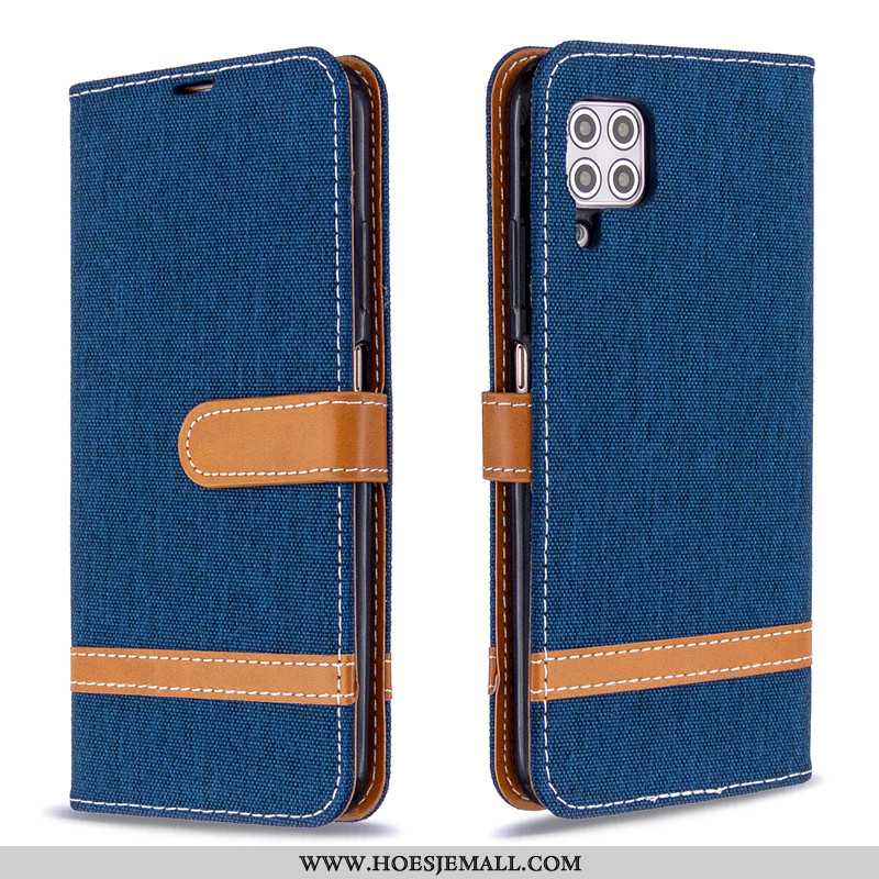 Hoes Huawei P40 Lite Bescherming Leren Hoesje Folio Denim Mobiele Telefoon Portemonnee Donkerblauwe