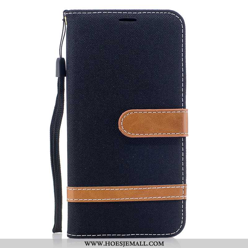 Hoes Huawei P40 Lite Bescherming Leren Hoesje Folio Denim Mobiele Telefoon Portemonnee Donkerblauwe