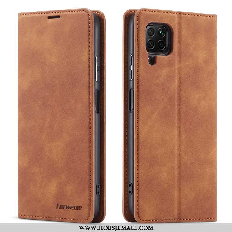 Hoes Huawei P40 Lite Echt Leer Bescherming Anti-fall Hoesje Jeugd Leren Bedrijf Bordeaux