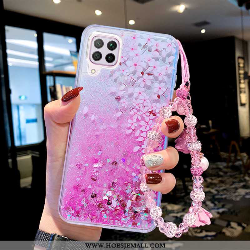 Hoes Huawei P40 Lite Zacht Hoesje Mobiele Telefoon Roze Drijfzand Anti-fall All Inclusive