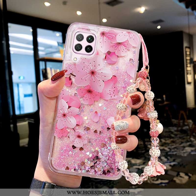 Hoes Huawei P40 Lite Zacht Hoesje Mobiele Telefoon Roze Drijfzand Anti-fall All Inclusive