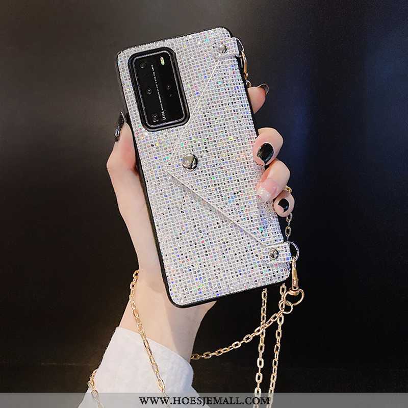 Hoes Huawei P40 Pro Luxe Hanger Kaart Mobiele Telefoon Hoesje Zwart Zwarte