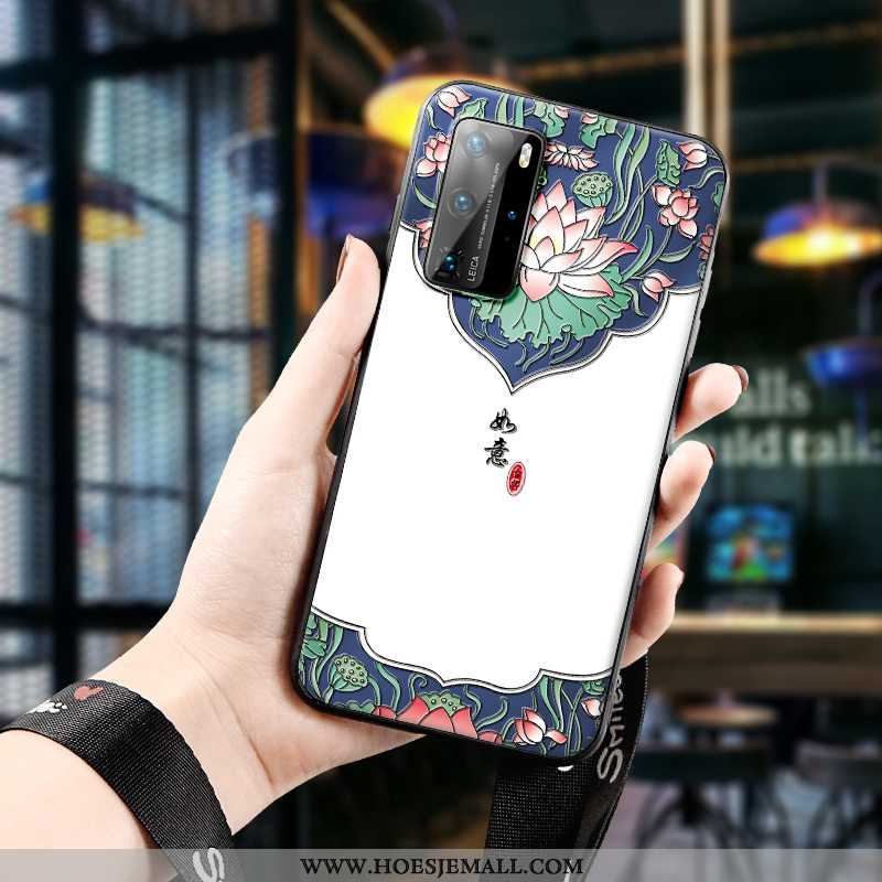 Hoesje Huawei P40 Pro Dun Zacht Driedimensionaal Vintage Anti-fall Mooie Nieuw Witte