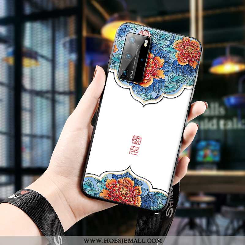 Hoesje Huawei P40 Pro Dun Zacht Driedimensionaal Vintage Anti-fall Mooie Nieuw Witte