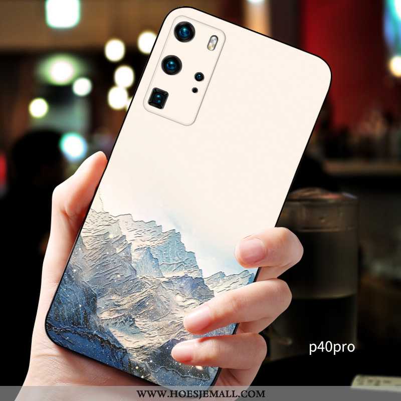 Hoes Huawei P40 Pro Zacht Siliconen Chinese Stijl Donkerblauw Schrobben Net Red Nieuw Donkerblauwe