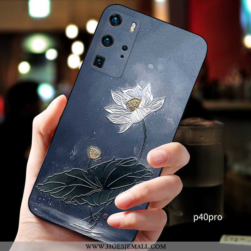 Hoes Huawei P40 Pro Zacht Siliconen Chinese Stijl Donkerblauw Schrobben Net Red Nieuw Donkerblauwe