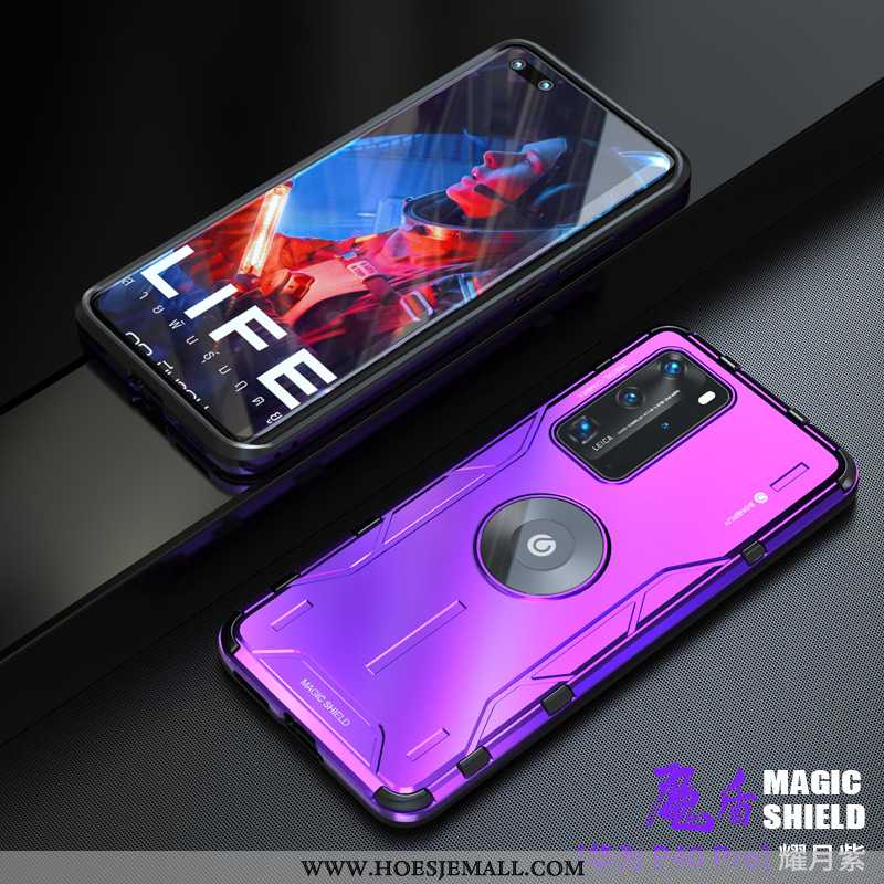 Hoesje Huawei P40 Pro Metaal Bescherming Hoes Purper Anti-fall Siliconen All Inclusive