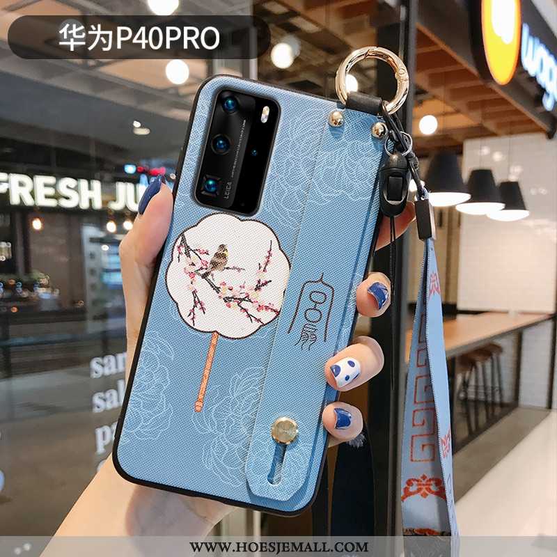 Hoes Huawei P40 Pro Siliconen Hanger Hoesje Purper Chinese Stijl Wind Mobiele Telefoon