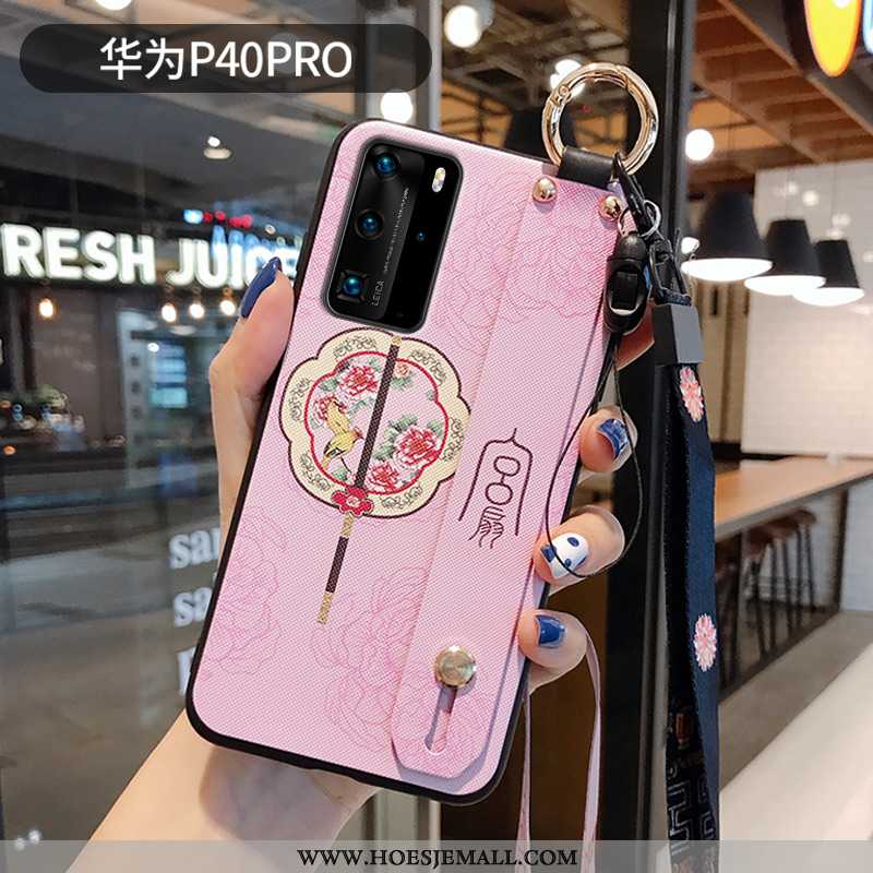 Hoes Huawei P40 Pro Siliconen Hanger Hoesje Purper Chinese Stijl Wind Mobiele Telefoon